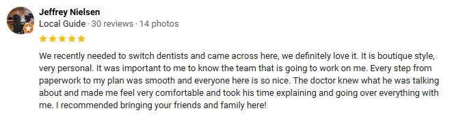 Dentist Phoenix AZ Testimonial Jeffrey N